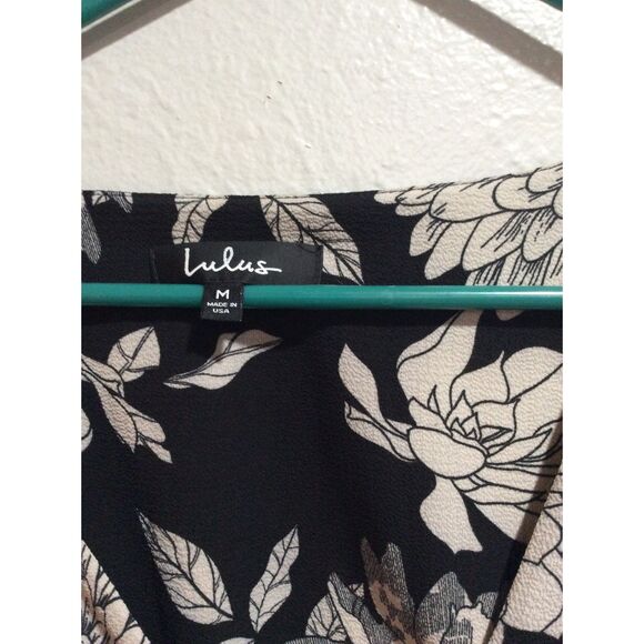 Lulus Steal the Show Black and White Floral Print Cold-Shoulder Dress Medium M - Picture 8 of 11